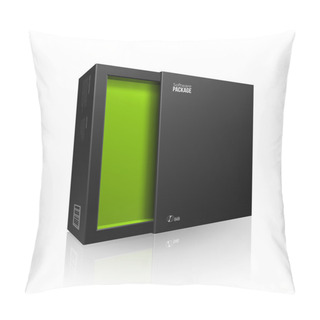 Personality  Opened Black Modern Software Package Box Green Inside For DVD, CD Disk Or Other Your Product EPS10 Pillow Covers
