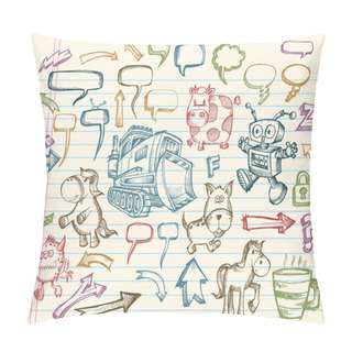 Personality  Mega Doodle Sketch Vector Set Pillow Covers