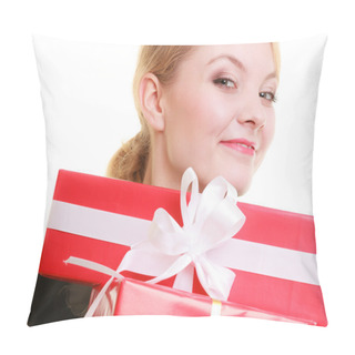 Personality  Girl Holding Gift Boxes Pillow Covers