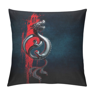 Personality  Oriental Dragon Yin-Yang Red Blu Pillow Covers