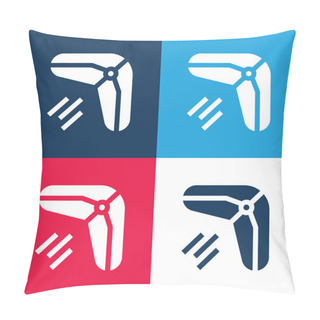 Personality  Boomerang Blue And Red Four Color Minimal Icon Set Pillow Covers