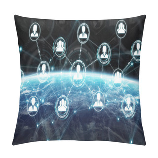 Personality  Digital Social Network On Planet Earth 3D Rendering Pillow Covers