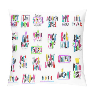 Personality  Girl Power Feminist Shirt Quote Lettering Set Pillow Covers