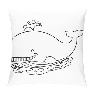 Personality  Cute Cartoon Whale On White Background For Childrens Prints, T-shirt, Color Book, Funny And Friendly Character For Kids Pillow Covers