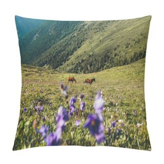 Personality  Horses In Flower Mountains Altai Pillow Covers