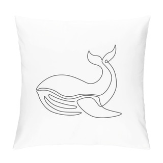Personality  One Continuous Line Drawing Of Giant Whale For Water Aquatic Park Logo Identity. Big Ocean Mammal Animal Mascot Concept For Environment Organization. Trendy Single Line Draw Vector Design Illustration Pillow Covers