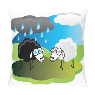 Personality  Black Sheep Under Rain Cloud Pillow Covers