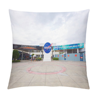 Personality  NASA Sign At Kennedy Space Center, Cape Canaveral, Florida, USA Pillow Covers