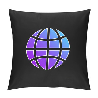 Personality  Black Earth Circle With Thin Grid Blue Gradient Vector Icon Pillow Covers