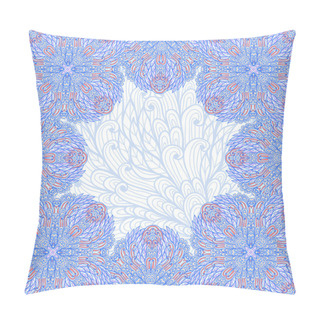 Personality  Hand Drawn Greeting Card With Floral Blue Ornament Pillow Covers