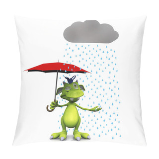 Personality  Cute Cartoon Monster In The Rain. Pillow Covers