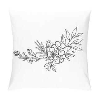 Personality  Vector Hand Drawn Flat Design Simple Flower Outline On White Pillow Covers
