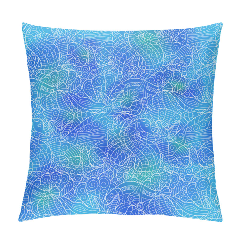 Personality  Graphic Pattern With Seashells And Watercolor Stains. Pillow Covers