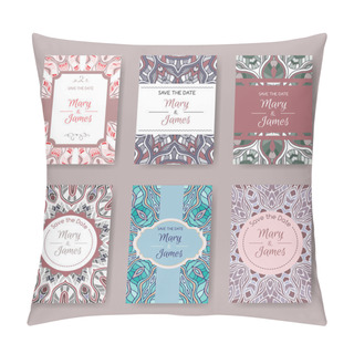 Personality  Set Of Pastel Card Templates With Ethnic Patterns. Pillow Covers