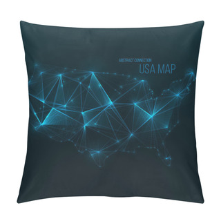 Personality  Digital Web Map Of UAE. Global Network Connection With Glowing Triangular Elements . Abstract Country Wireframe . Technology Vector Illustration . United Arab Emirates Shape . Pillow Covers