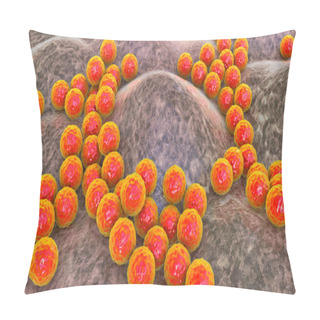 Personality  Bacteria Staphylococcus Aureus, Staphylococcus Epidermidis, MRSA, Multidrug Resistant Bacteria, 3D Illustration Pillow Covers