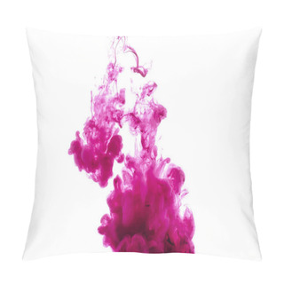 Personality  Close-up View Of Bright Pink Paint Splashes Isolated On White Pillow Covers