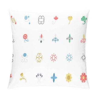 Personality  Flowers And Floral Colored Vector Icons 4 Pillow Covers