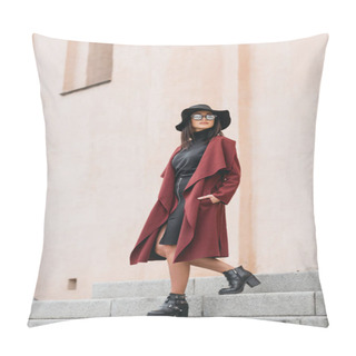 Personality  Young Woman In Stylish Clothing Pillow Covers