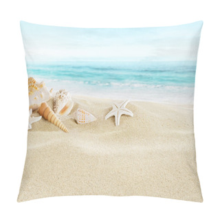 Personality  Shells On Sandy Beach Pillow Covers