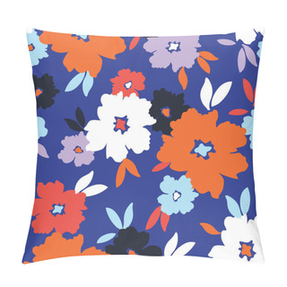Personality  Bold Graphic Large Scale Blooms On Blue Background Vector Seamless Pattern Pillow Covers