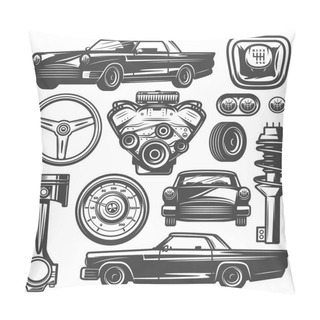 Personality  Vintage Car Components Collection Pillow Covers