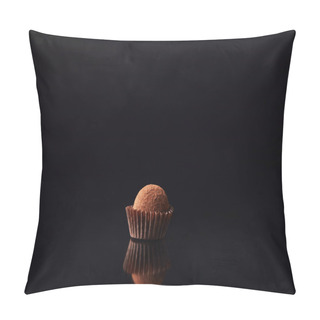 Personality  Close Up View Of Sweet Truffle Candy On Black Pillow Covers