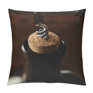 Personality  Wine Bottle With Wooden Cork And Corkscrew On Brown Pillow Covers