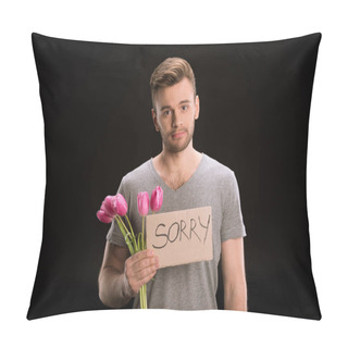 Personality  Man With Tulips Bouquet Pillow Covers
