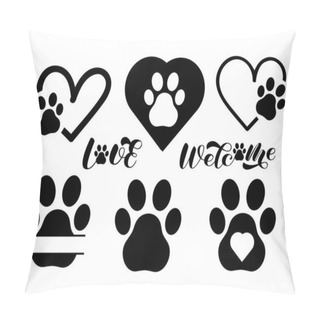 Personality  Set Of  Paw, Frame And Hearts. Vector Stock Illustration For Banner Or Poster. Space For Text Pillow Covers