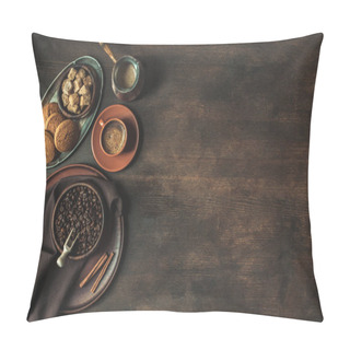 Personality  Coffee With Beans And Brown Sugar With Cookies Pillow Covers