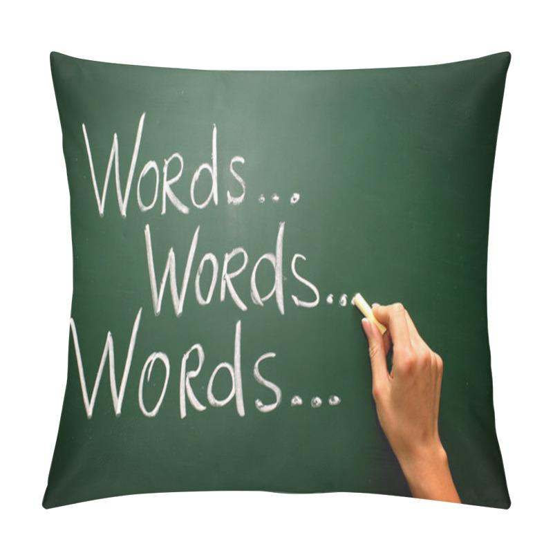 Personality  Handwritten with chalk on a blackboard - words.. pillow covers
