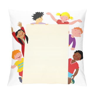 Personality  Six Multicultural Children With Banner Pillow Covers