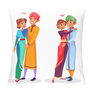 Personality  Vector Cartoon Indian Couples Hugging Pillow Covers