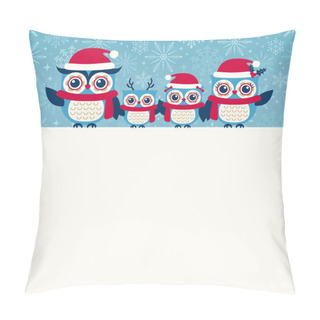 Personality  Christmas Background With Owls Pillow Covers