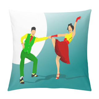 Personality  Lindy Hop Or Rock-n-roll Dance. Dance For Rock-n-roll Music. 3d Vector Hand Drawn Illustration Pillow Covers
