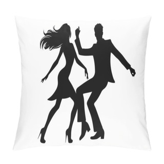 Personality  Disco Couple Dancing Silhouette. Vector Illustration Pillow Covers