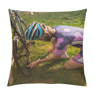 Personality  Cyclist Pumping Bicycle Wheel Pillow Covers