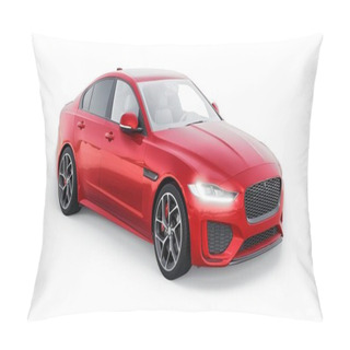 Personality  Red Premium Sports Sedan. 3D Illustration. Pillow Covers