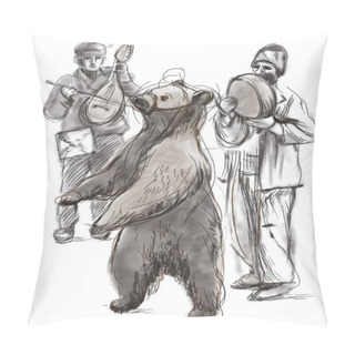 Personality  Digital Painting: Dancing Bear Pillow Covers