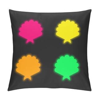 Personality  Big Shell Four Color Glowing Neon Vector Icon Pillow Covers