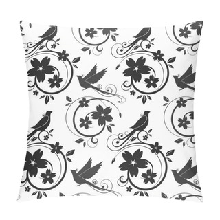 Personality  Black Birds And Blossoms Seamless Pattern Pillow Covers