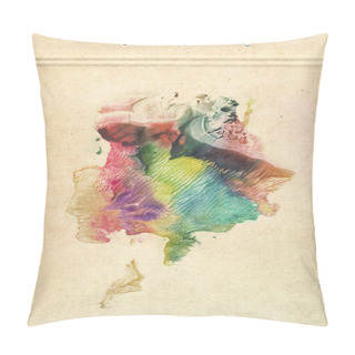 Personality  Rorschach. Red, Purple, Orange, Blue, Green And Yellow Watercolor Painting On Cardboard. Vintage Style. Abstraction Background. Pillow Covers