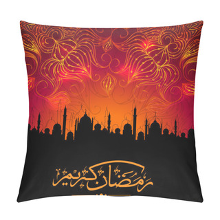 Personality  Arabic Text And Mosque For Ramadan Kaeem Celebration. Pillow Covers