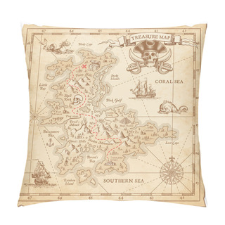 Personality  Hi Detail Vector Treasure Map Pillow Covers