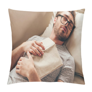 Personality  Young Man Sleeping With Book At Home Pillow Covers