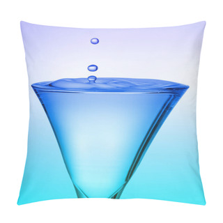 Personality  Drop Of Water Falling Into Glass. Picture In Blue Tone. Pillow Covers