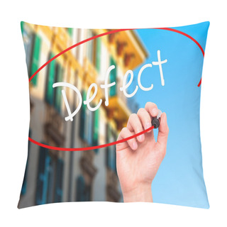 Personality  Man Hand Writing Defect With Black Marker On Visual Screen Pillow Covers