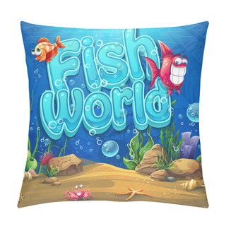 Personality  Underwater World With Fish Vector Illustration Background Pillow Covers