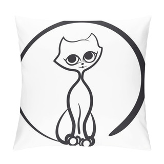 Personality  Pussy Cat With A Tail Pillow Covers